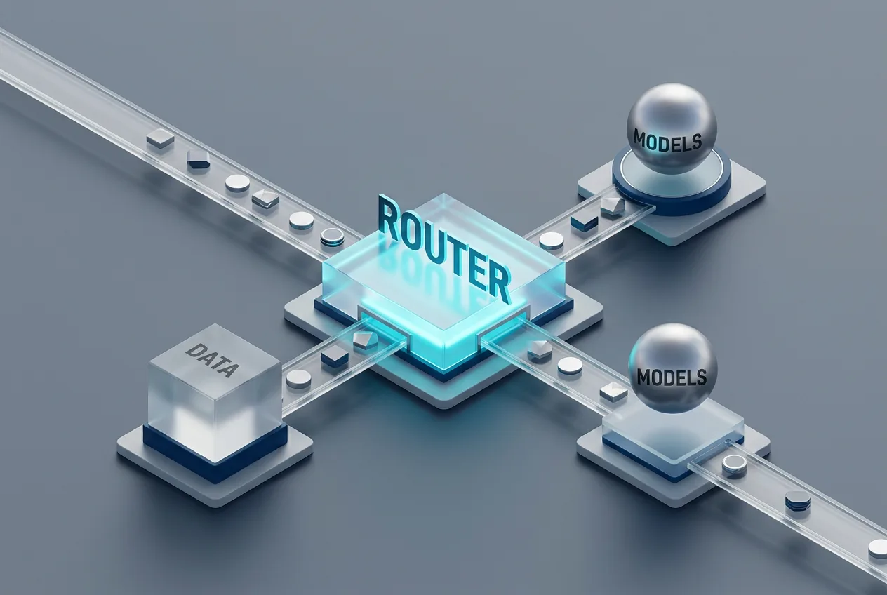 3D isometric diagram illustrating the Xunce TokenRouters resource exchange architecture.
