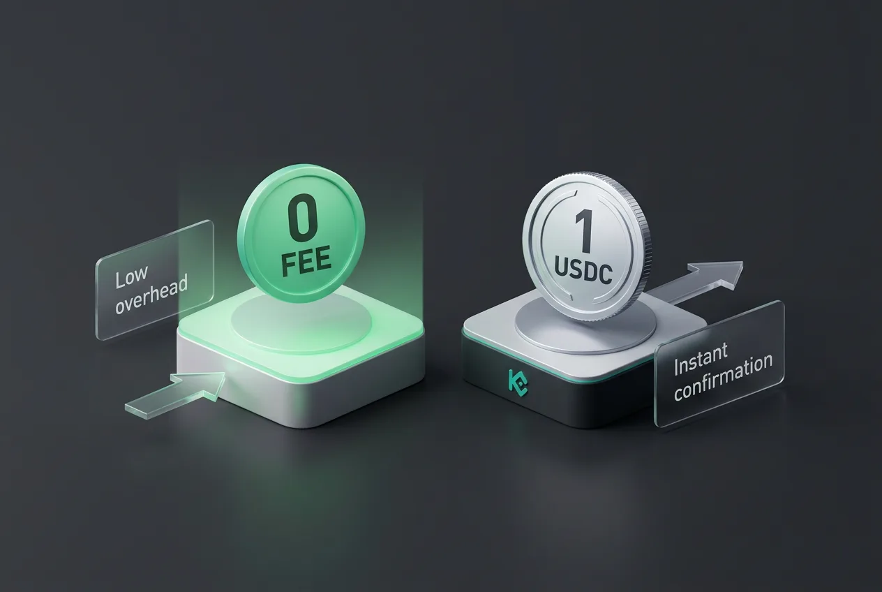 Infographic showing KuCoin Arc mainnet deposit and withdrawal fees for USDC.