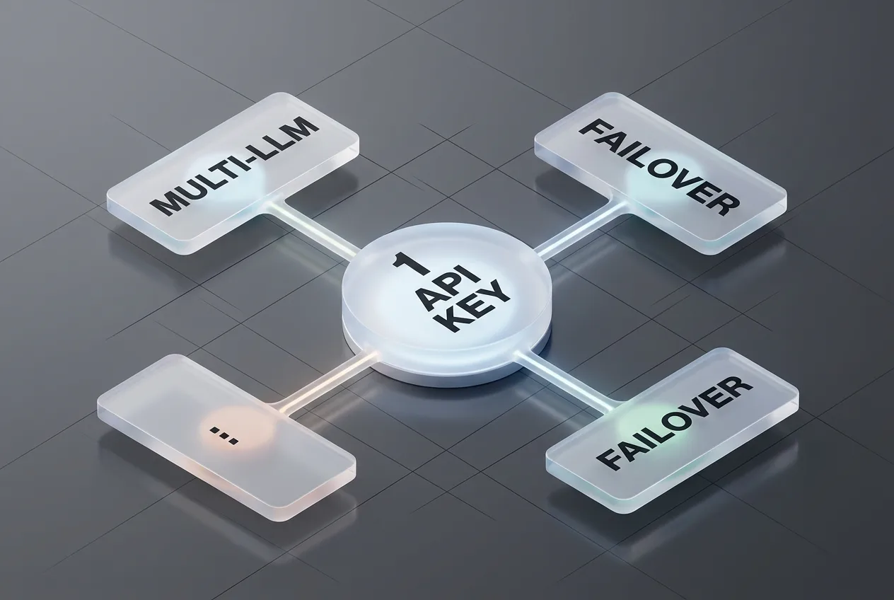 3D diagram of n1n.ai unified API gateway routing a single key across multiple LLM providers.