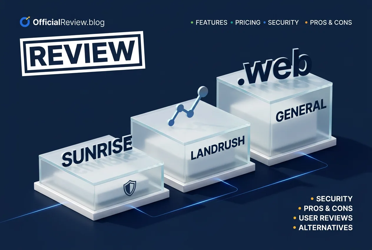 3D infographic illustrating the Verisign .web domain launch phases from Sunrise to General Availability.