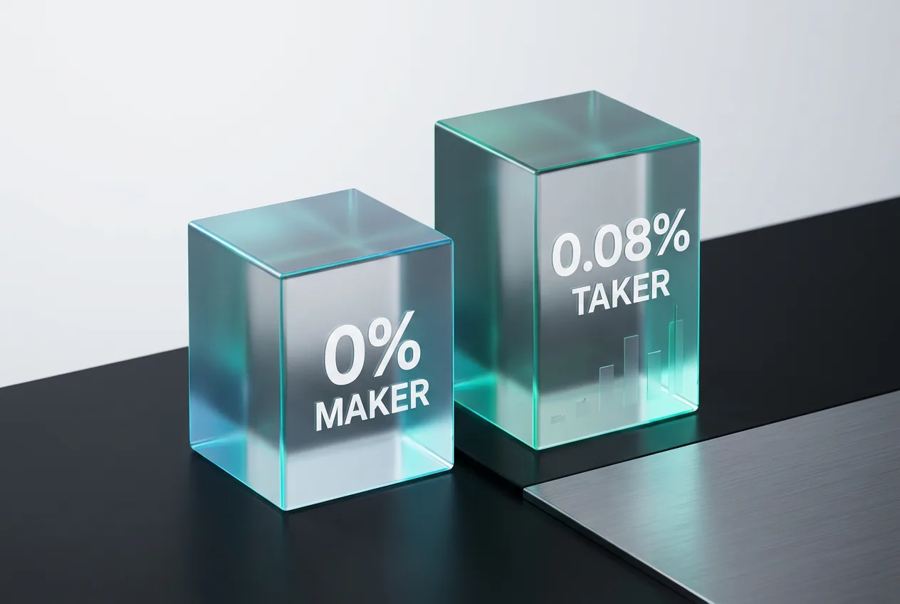 Fee comparison graphic showing 0 percent maker and 0.08 percent taker rates for MEXC Innovation Zone.