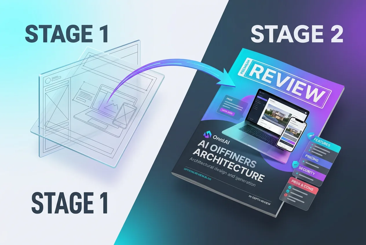 Diagram comparing Canva Craft two-stage AI architecture from layout planning to final rendering.