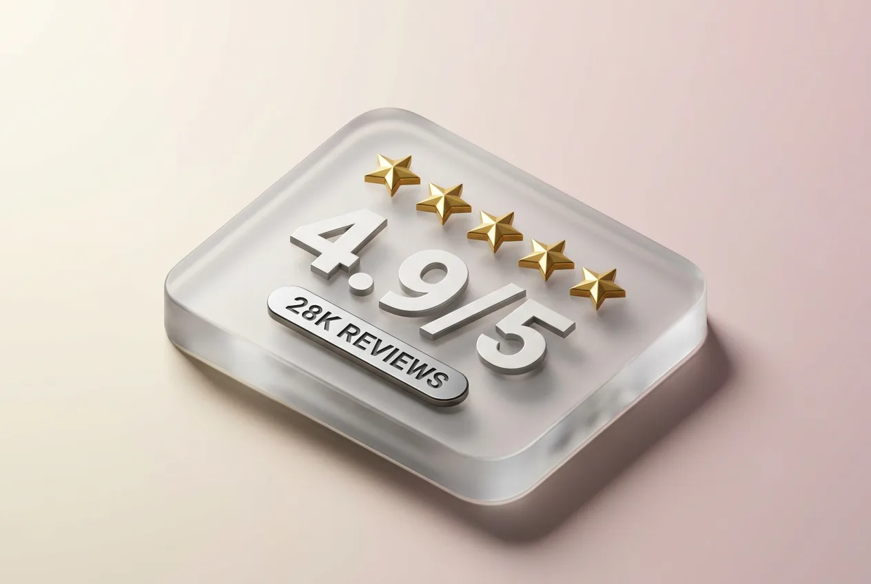 Editorial 3D scorecard graphic showing Porkbun 4.9 out of 5 customer rating and review metrics.
