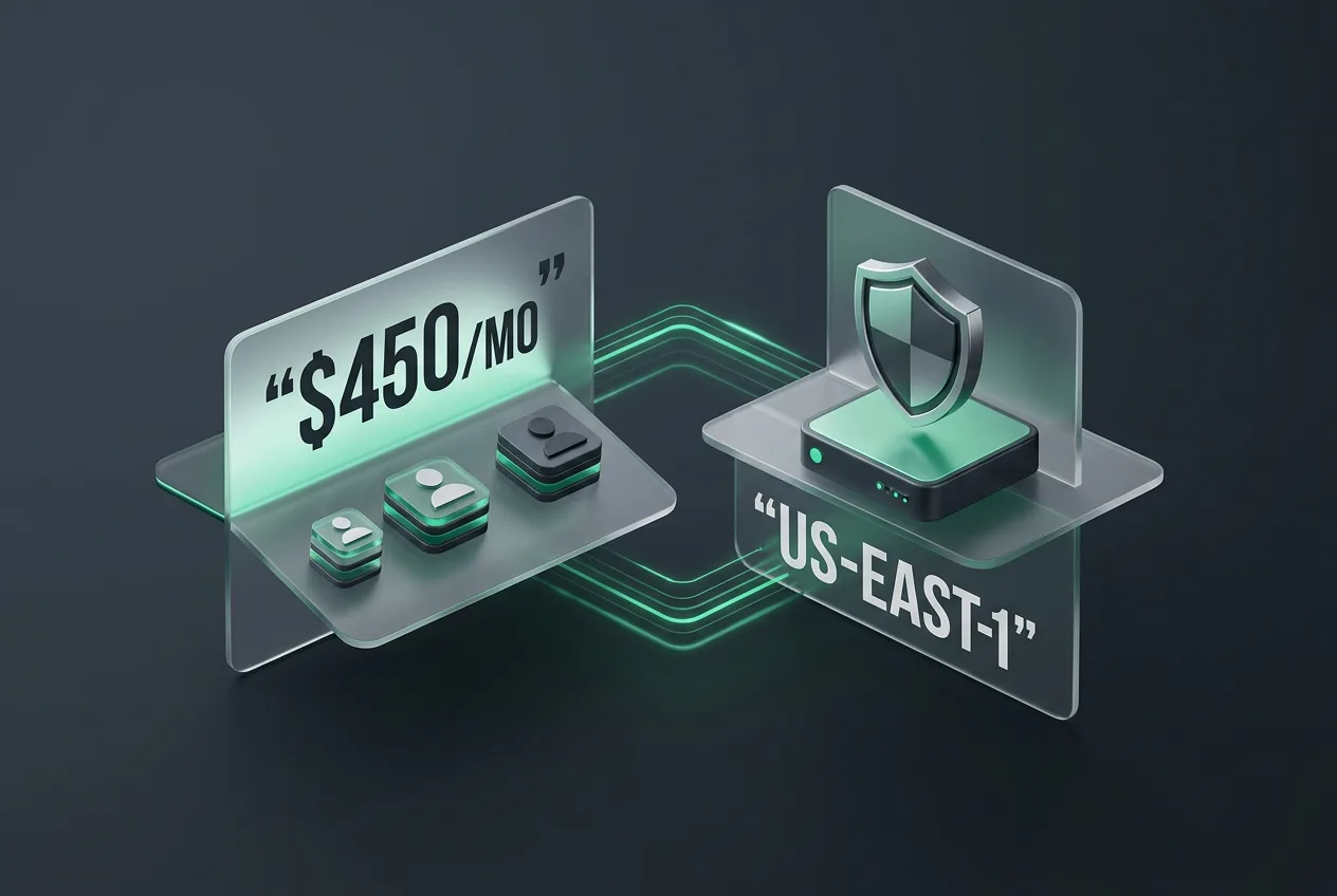 Infographic showing Mintlify Pro pricing tier and cloud security infrastructure metrics.